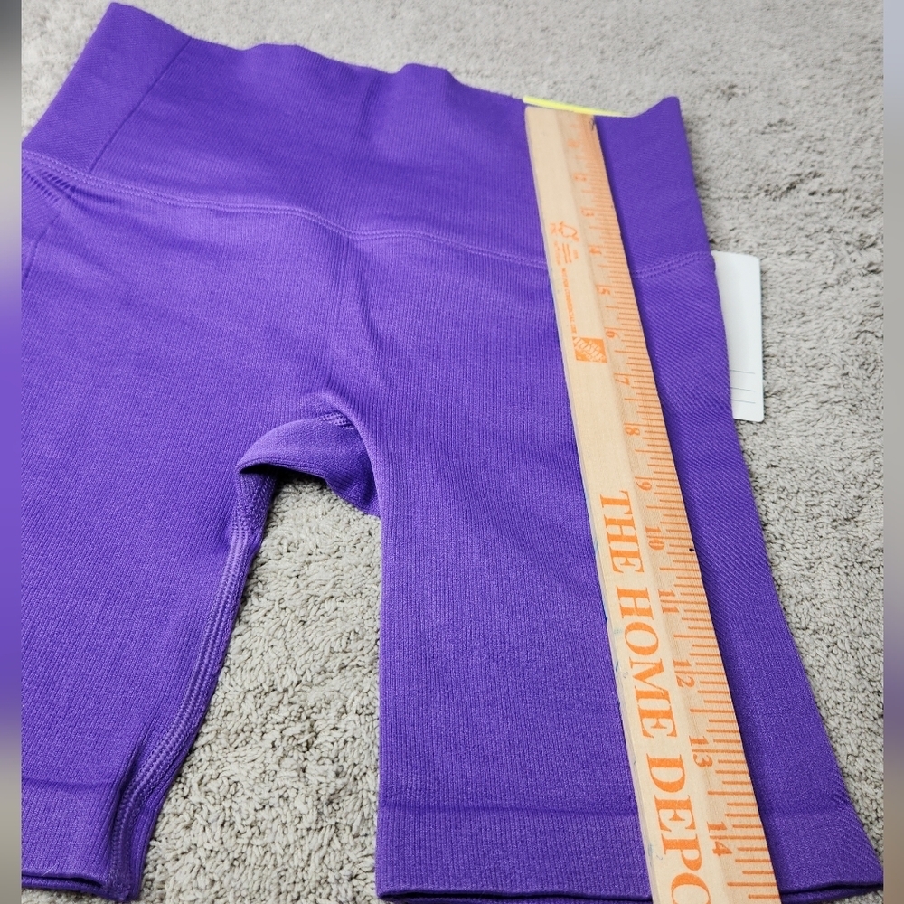 All in Motion Women's High Rise Seamless Rib Bike Shorts 6" Purple - Size S - Picture 12 of 14
